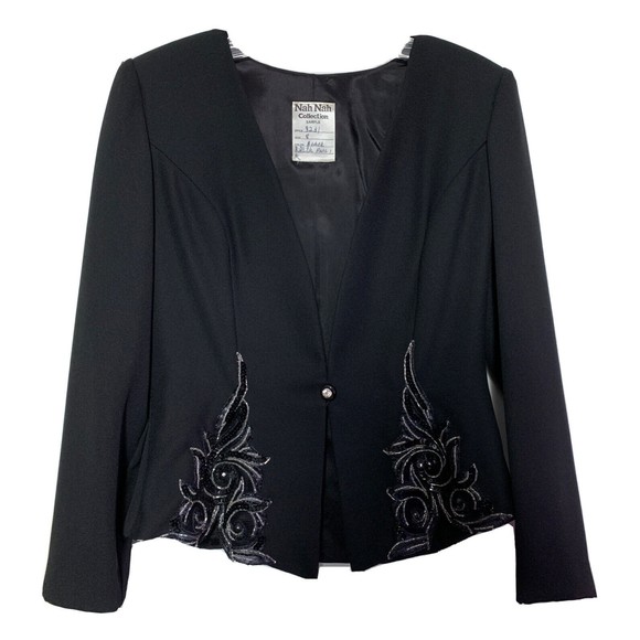 Nah Nah Collection Evening Jacket Black Beaded Rare Designer SAMPLE Blazer 8 - Picture 3 of 15